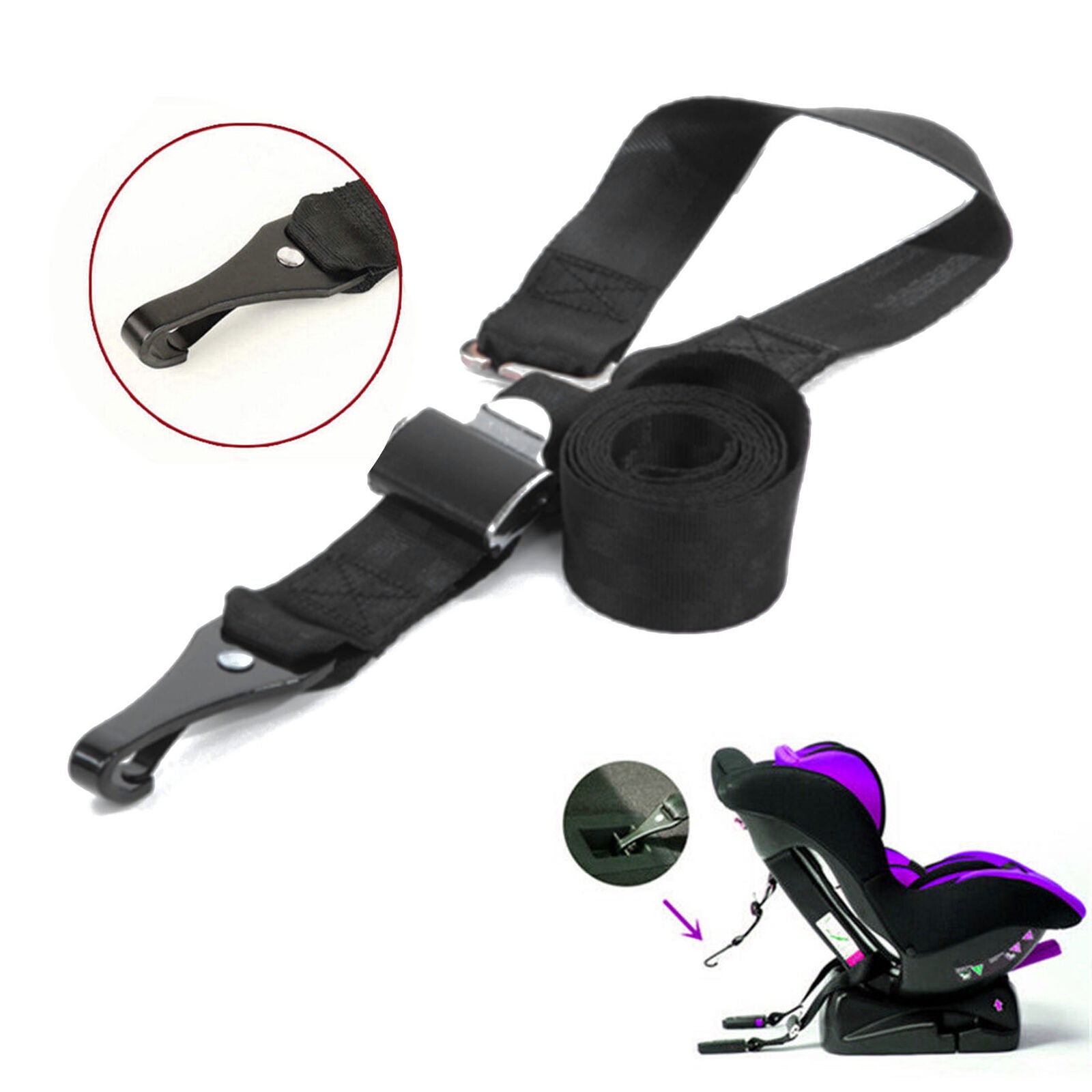 1x Car Top Tether Strap Baby Child Safety Seat Belt Latch Hook Anchor Adjustable