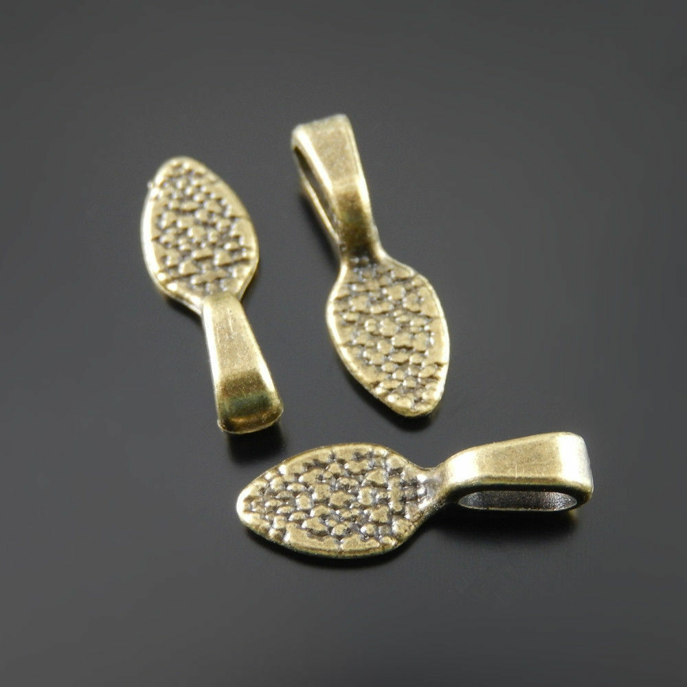 50 pcs Retro Style Bronze Alloy Glue On Bails Pendant Jewelry Connectors Craft