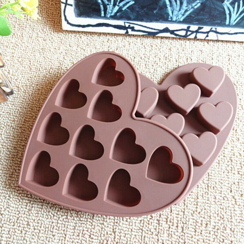 Silicone Ice Cube Tray Maker Heart Shape Cubes Chocolate Mould Valentines.l8