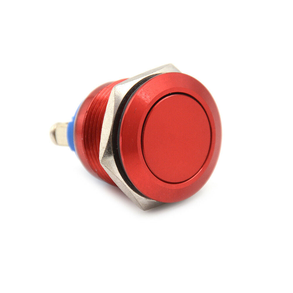 1PC 19mm waterproof red momentary metal push button switch flat top switch Pb