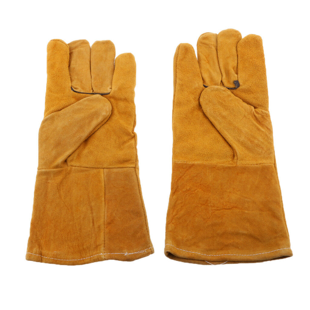 Pair Lightweight Tig Mig Welding Heat Resistant Work Gloves Cowhide leather