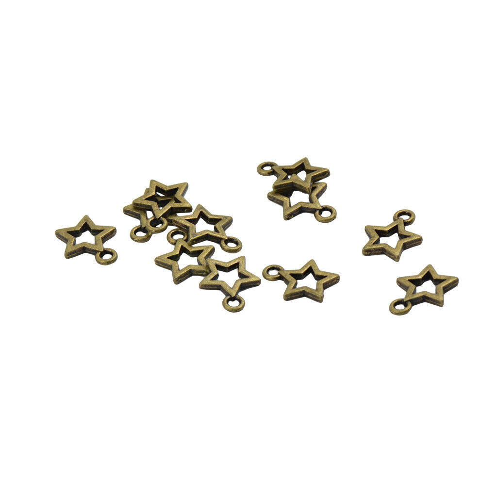100pcs Bronze Tone Stars Charms Pendants DIY Jewelry Accessories Earrings