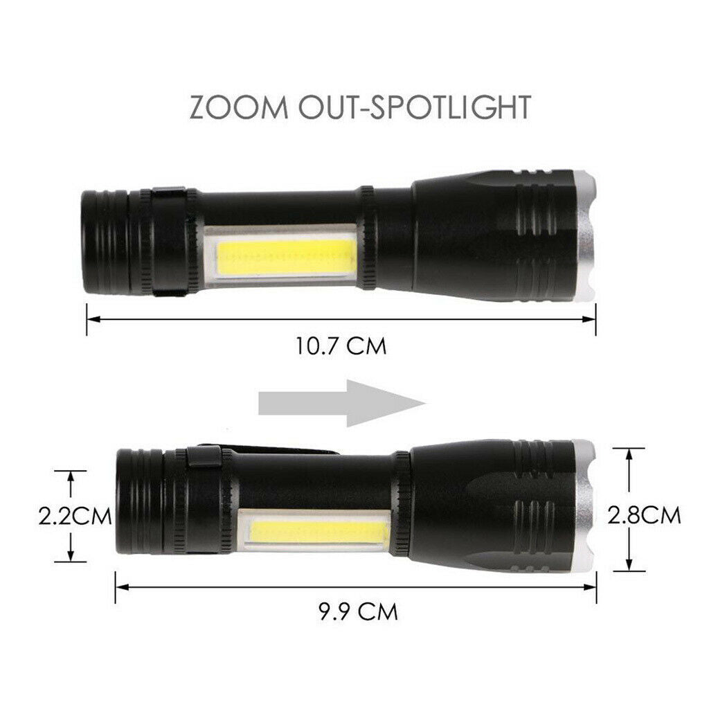 Mini Retractable Dimming Flashlight Outdoor Waterproof XPE COB Lighting