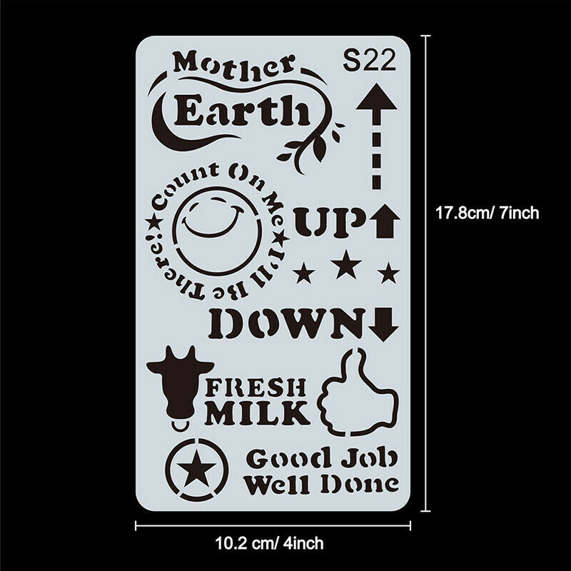 24pcs/set Journal Album DIY Border Drawing Template Ruler Stencil Painting YXDD