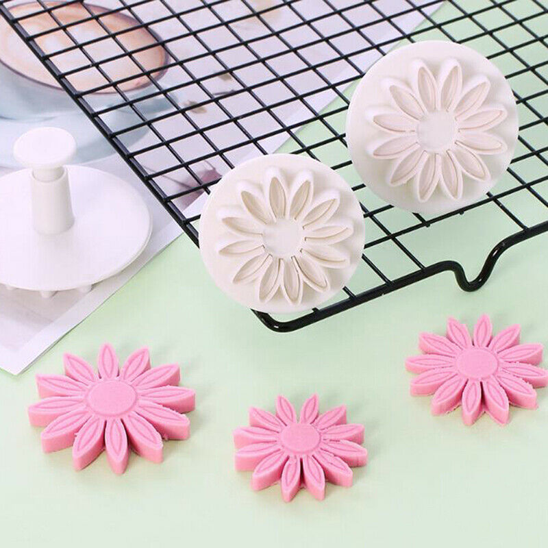 3PCS Plastic Sunflower Fondant Cutter Set for Cake Decor Daisy Flower Coo.l8