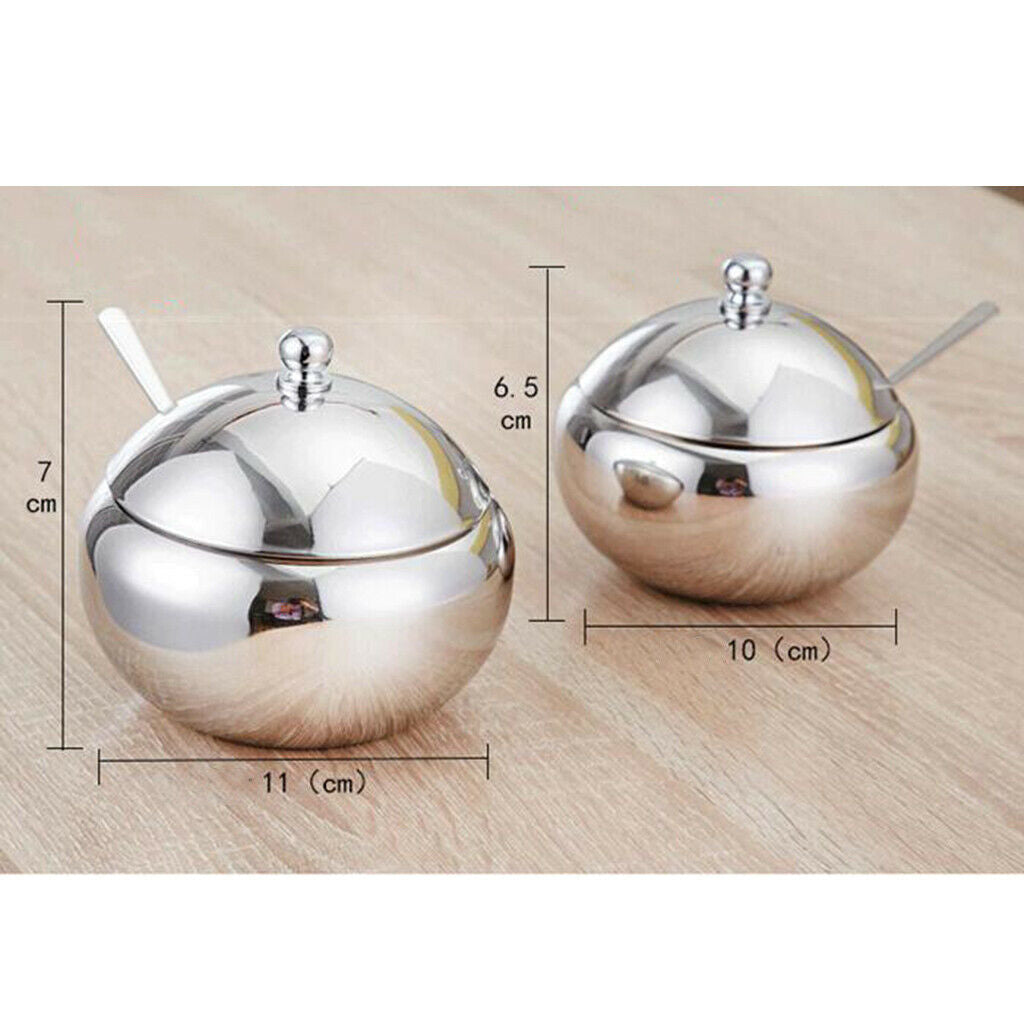 Seasoning   Jars   with   Spoons   Stainless   Steel   Spice   Jars   Condiment