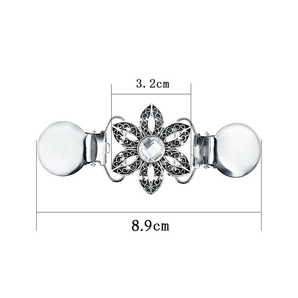 4x Women Sleeve  Duck Clips Hollow Flower Rhinestone Scarf Clip Blouse Sweater
