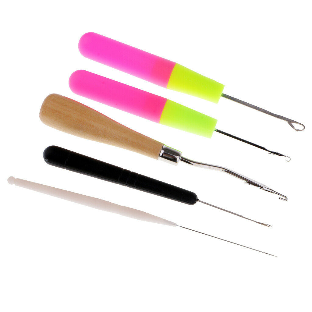 5x Latch Hook Crochet Needle Set Hair/Micro Braid Hair Extension Rug Making