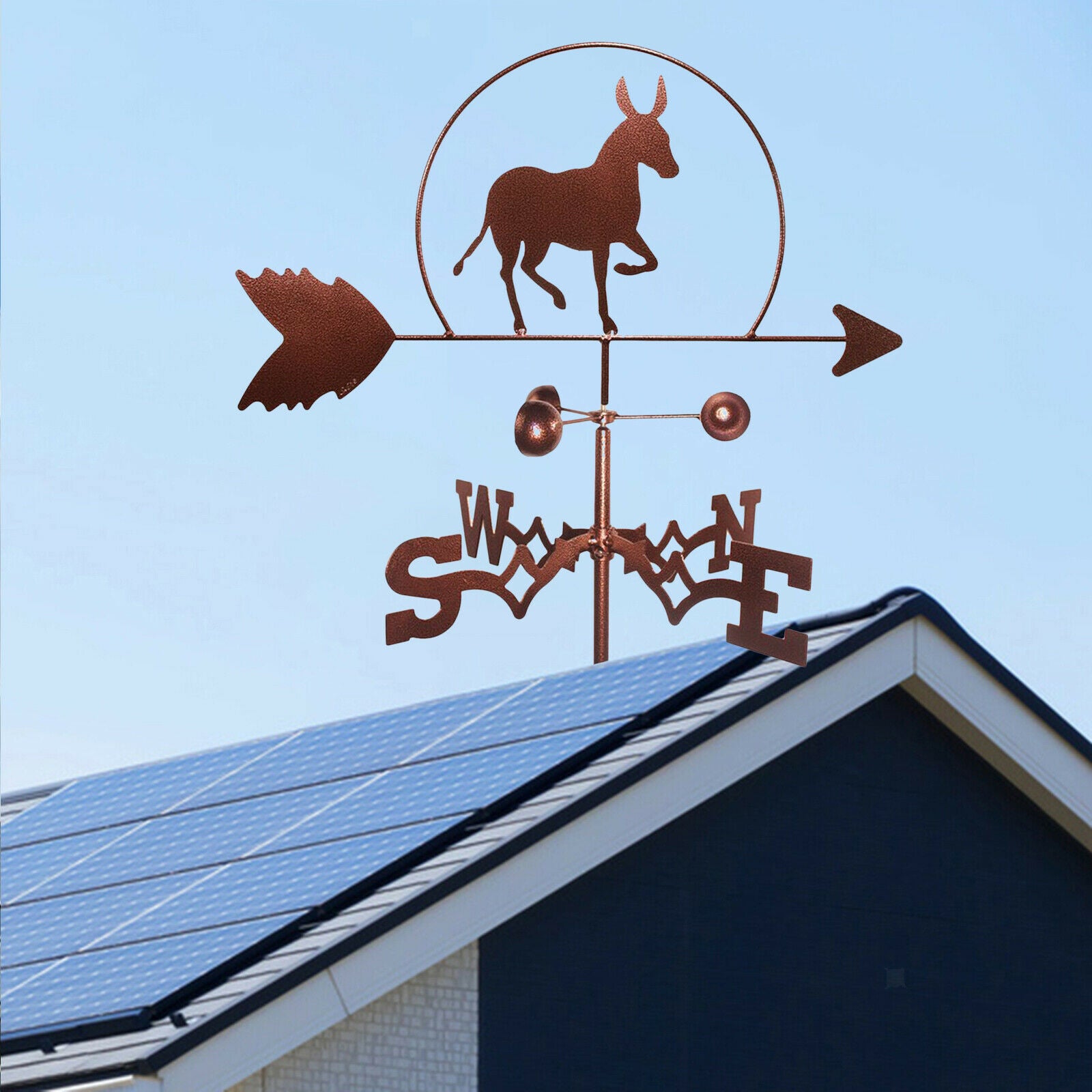 Durable Iron Donkey Weathervane Roof Mounted Weather Vane Yard Garden Crafts
