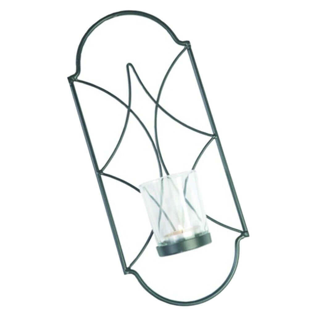 2pcs Metal Wire Candle Holder Geometric Sconce Votive Wall Light for Church