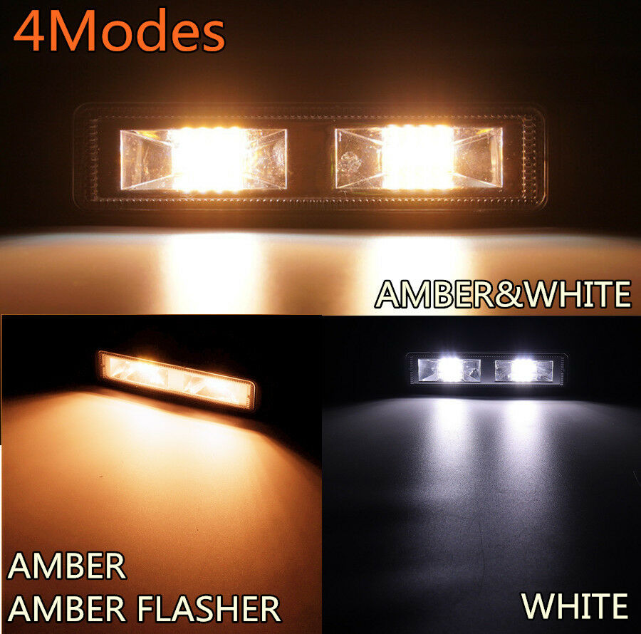 1x 6 inch 48W Car Off-Road Driving Fog Lamp Flasher LED Work Light Amber & White