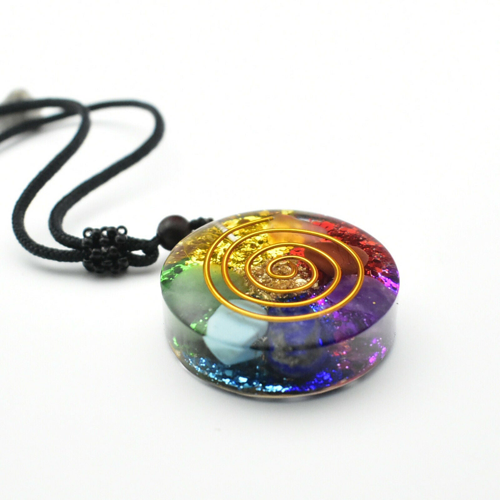 Colorful 3.5cm Orgone Pendant with Copper Coil for Spiritual Consolation