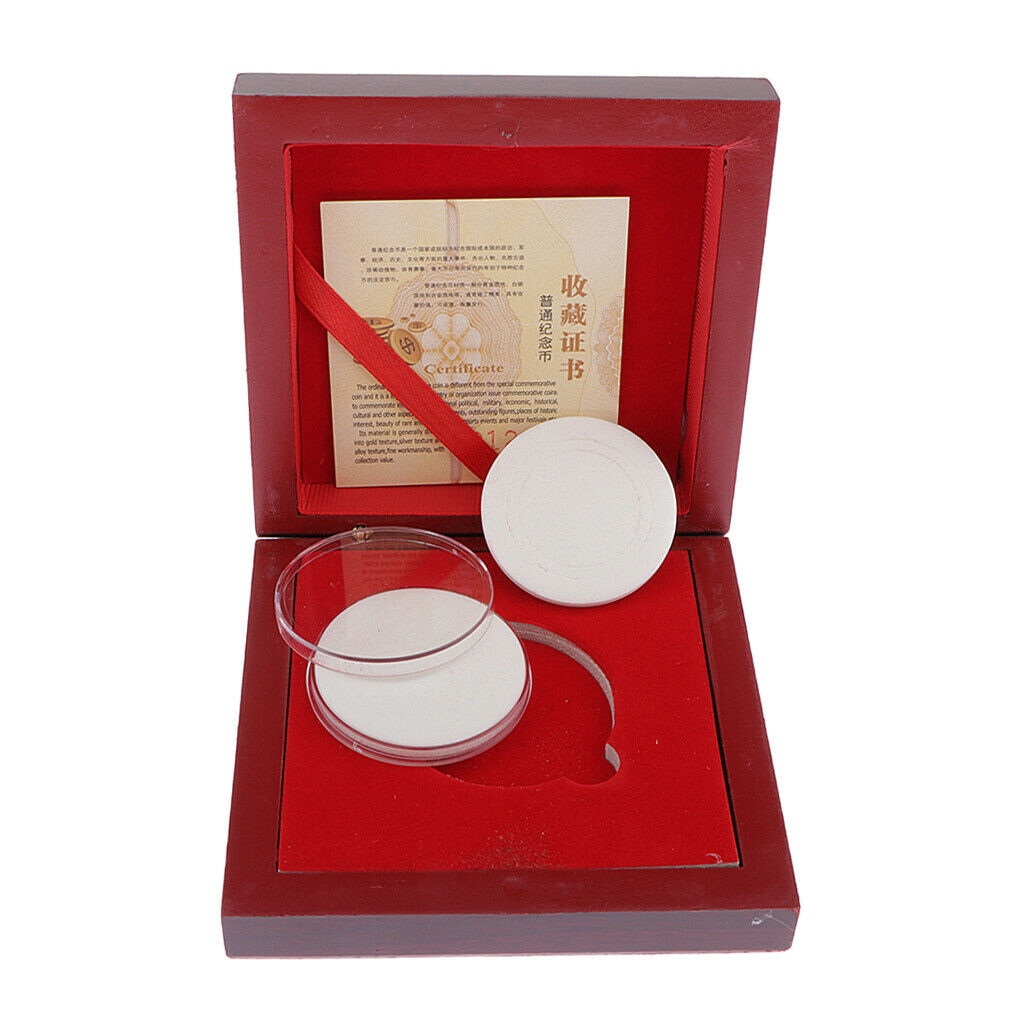 Wood Display Case for Coins / Medals of 4cm - Retro Coin Storage Box for 1 Piece