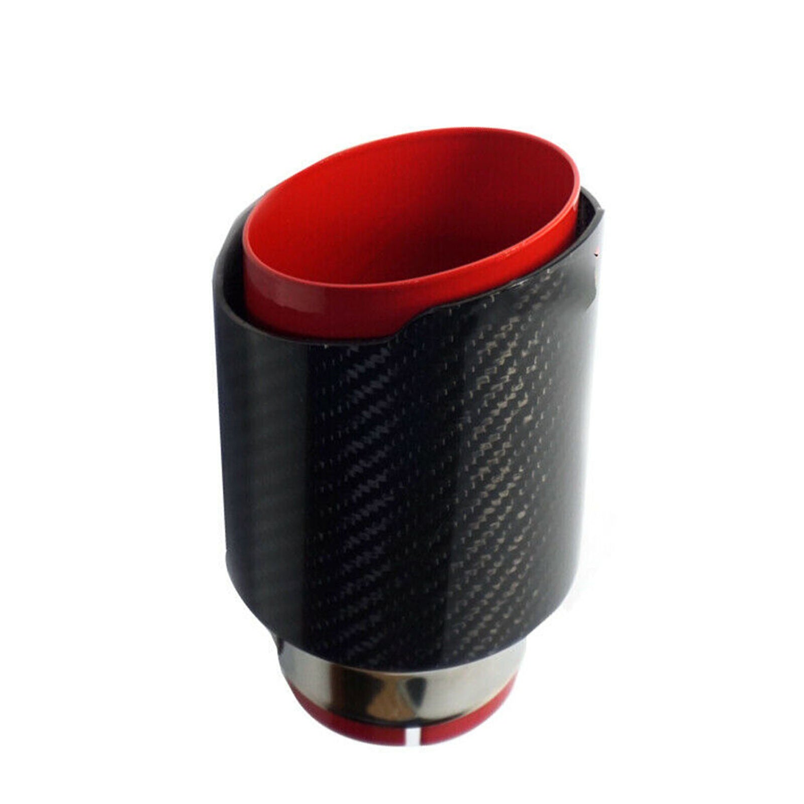 Car Exhaust Tip Muffler Pipe Red Steel Black Carbon Fiber 2.5" Inlet Universal