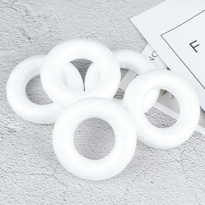 5pcs Polystyrene Styrofoam Foam ring White Craft Balls For DIY Christmas .l8