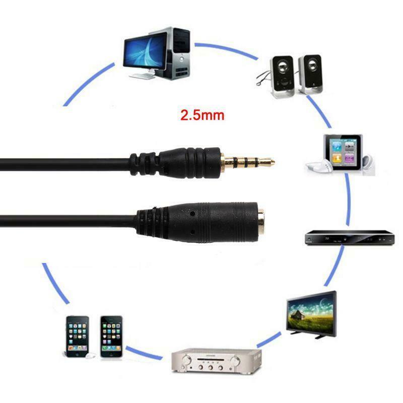 150cm 2.5mm Male to Female Jack Extension Audio AUX Cable Cord for Smartphone