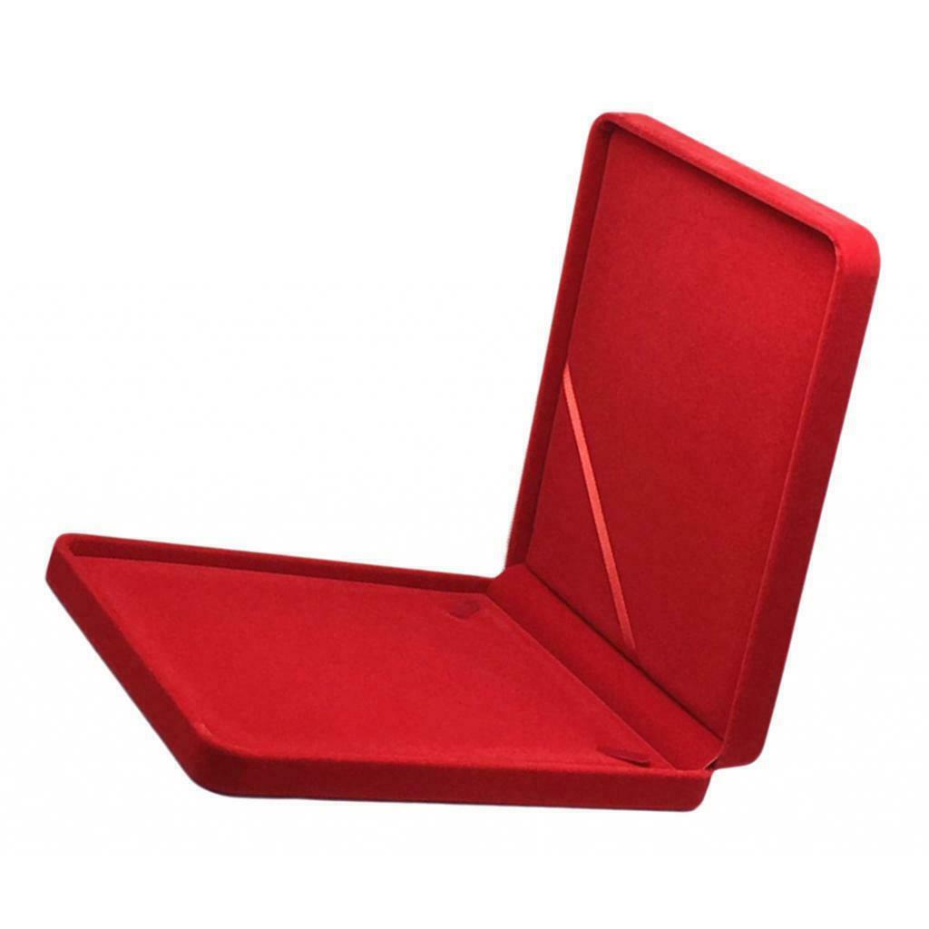 Soft Velvet Necklace Box Case with Lid Gift Box Portable Jewelry Storage Red