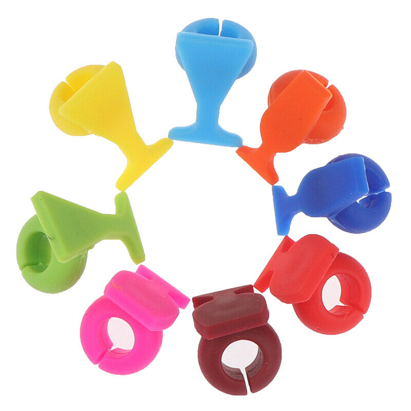8pcs Silicone Wine Glass Shape Wine Glass Marker Drinking Cup Identifi.l8