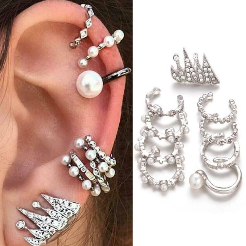9Pcs Ear Clips Bohemia Ear Cuffs Earrings Non-pierced Ears Fashion Women Girl