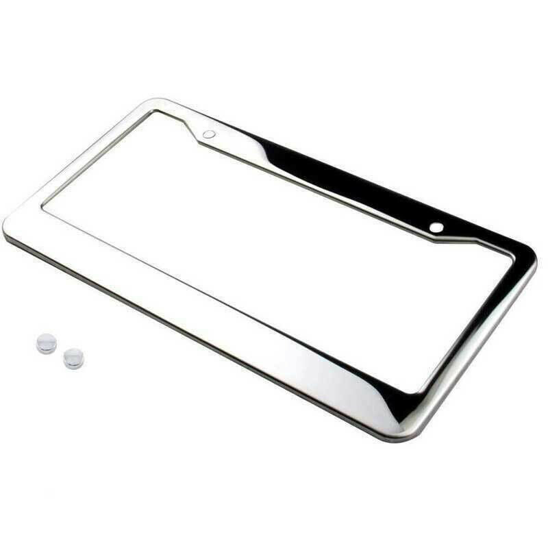 1PCS Chrome Stainless Steel Metal License Plate Frame Tag Cover With Screw Ca.DD