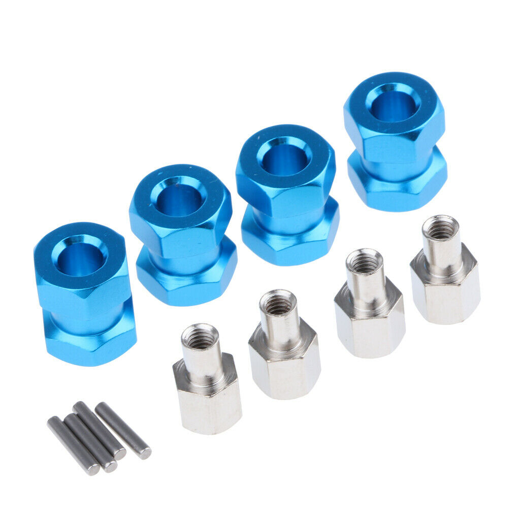 12mm Wheel Hex Hub 15mm Longer Adapter for AXIAL SCX10 D90 AX10 RC Car Blue