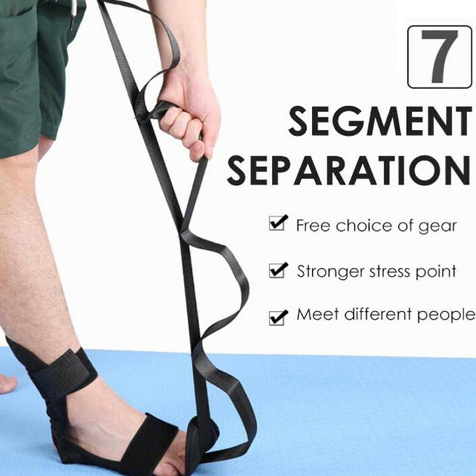 Stretch Strap & Foot Stretcher Set Yoga Stretching Nonelastic for Pilates