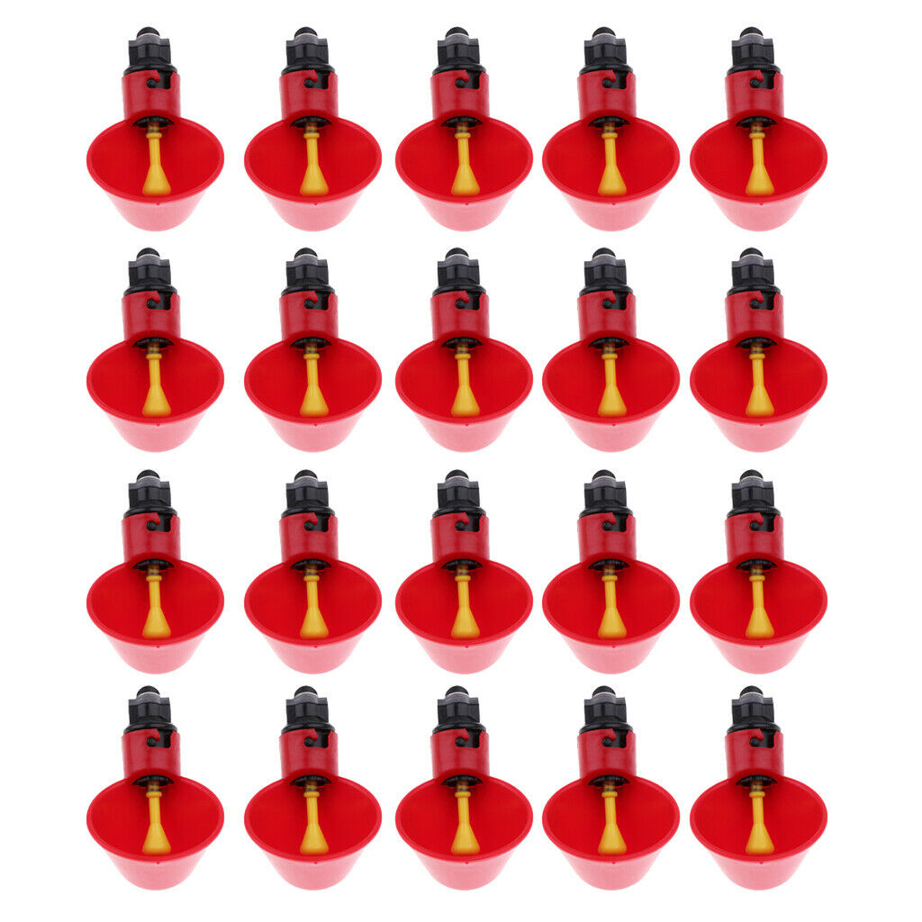 20 Pieces Poultry Pigeon Drinking Bowl Dishes for Automatic Waterer Red