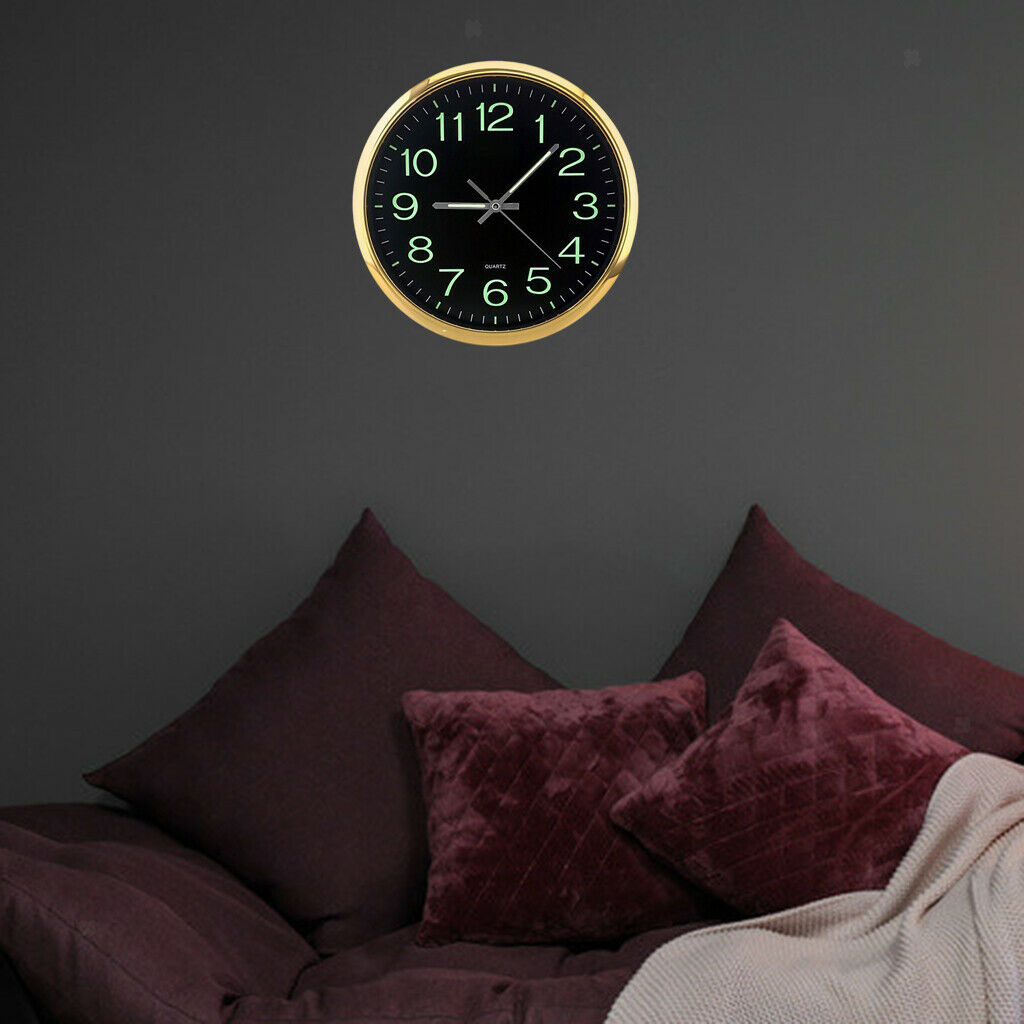 12'' Luminous Wall Clock with Night Light Silent Hotel Shops Cafe Decor