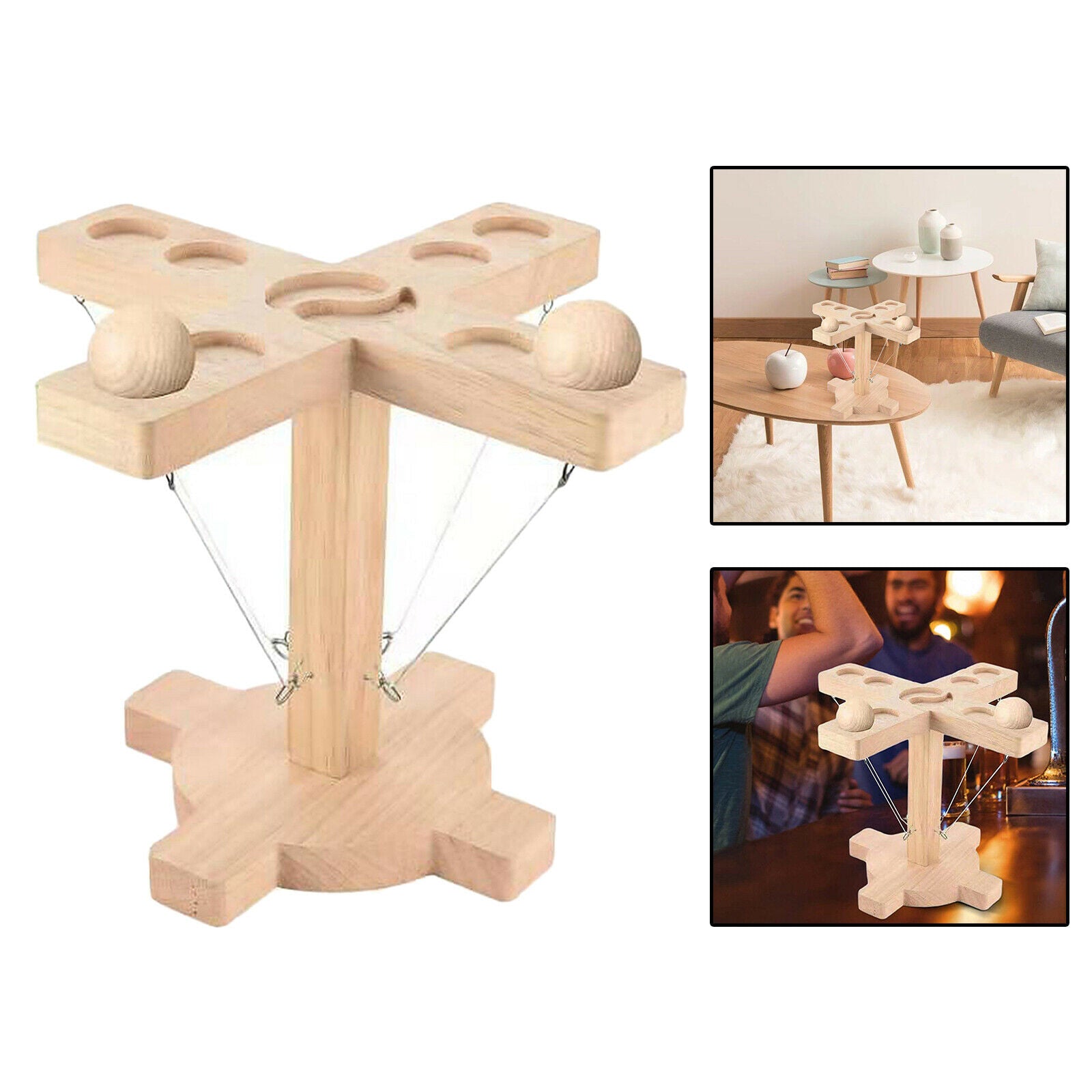 Wooden Ring Toss Hooks Interactive Game for Bars Party Home for Adults