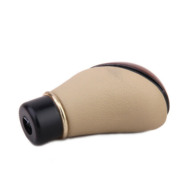 Wooden PU Leather Car Gear  Lever Knob - Brown and Beige