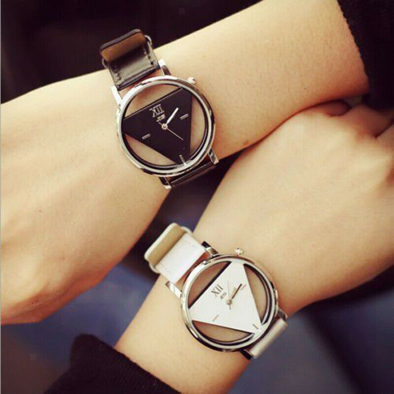 Casual Faux Leather Stainless Steel Analog Quartz Wrist Watch - White
