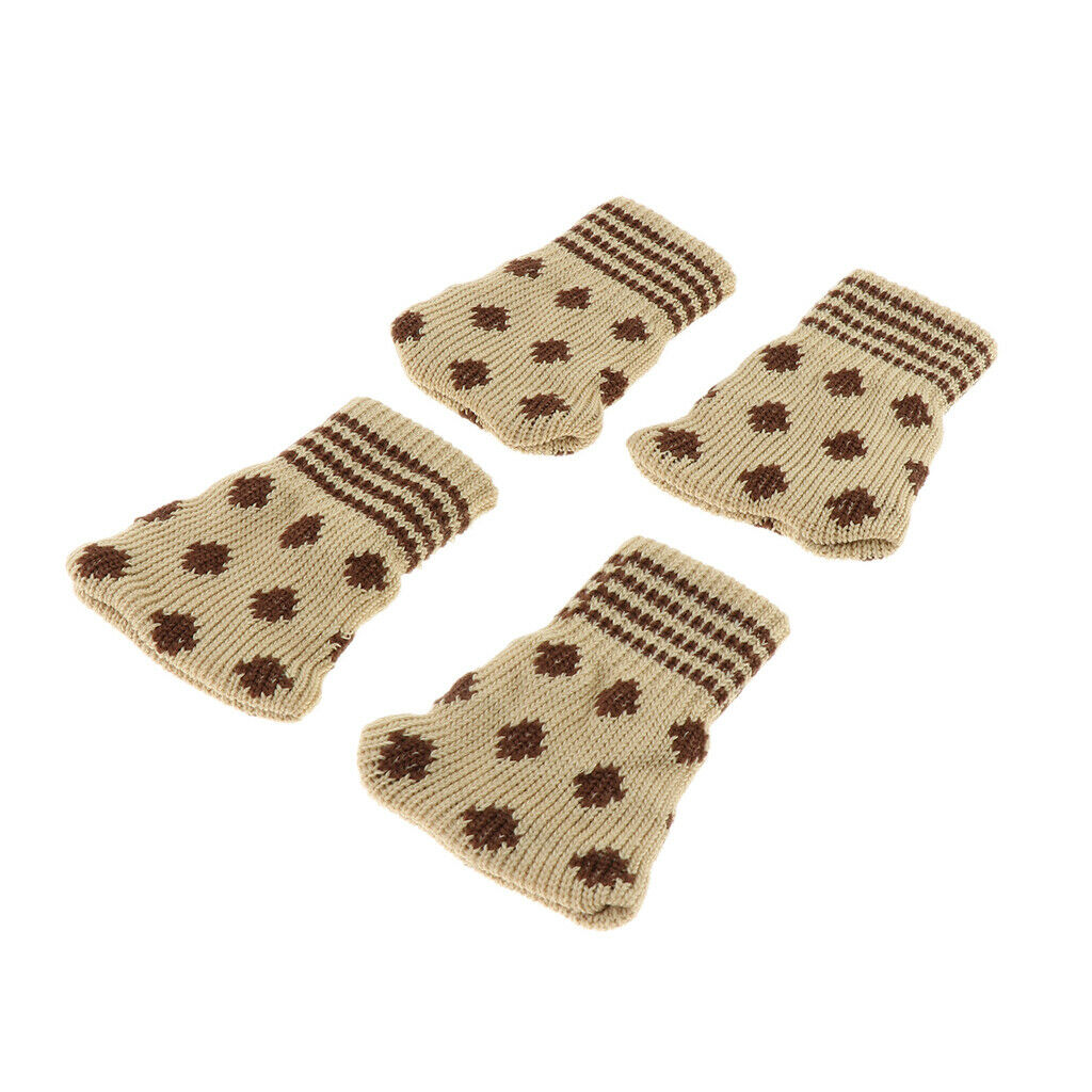 4pcs Knitted Furniture Feet Socks Chair Leg Floor Protector Covers Dots