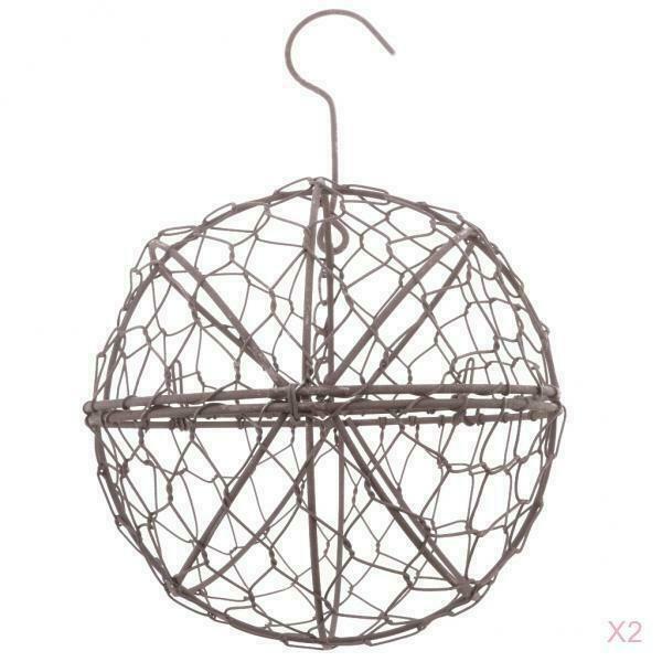 2Pcs 15cm Iron Frame Ball Shaped Metal Planter Wall Art Craft DIY Decoration