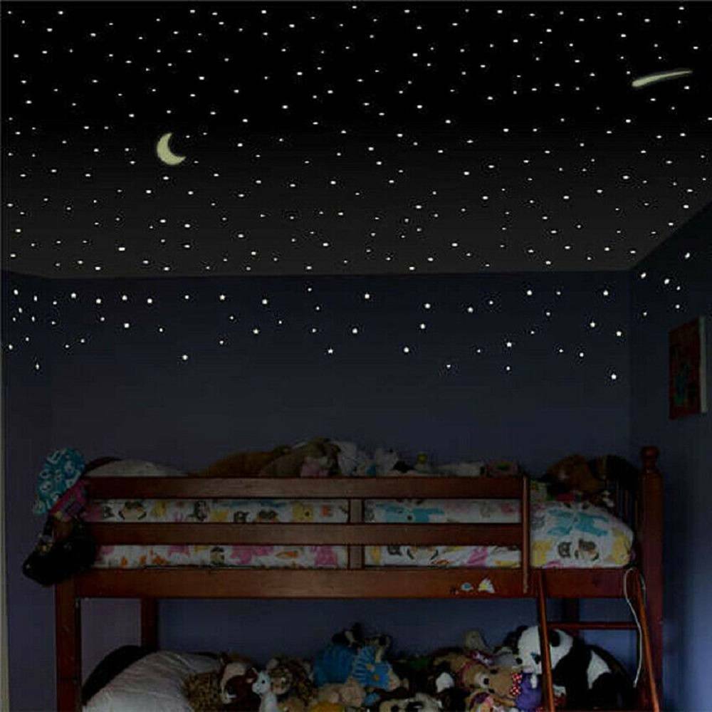 103Pcs Glow In The Dark Star Wall Stickers Star Moon Luminous Kids Room Decor