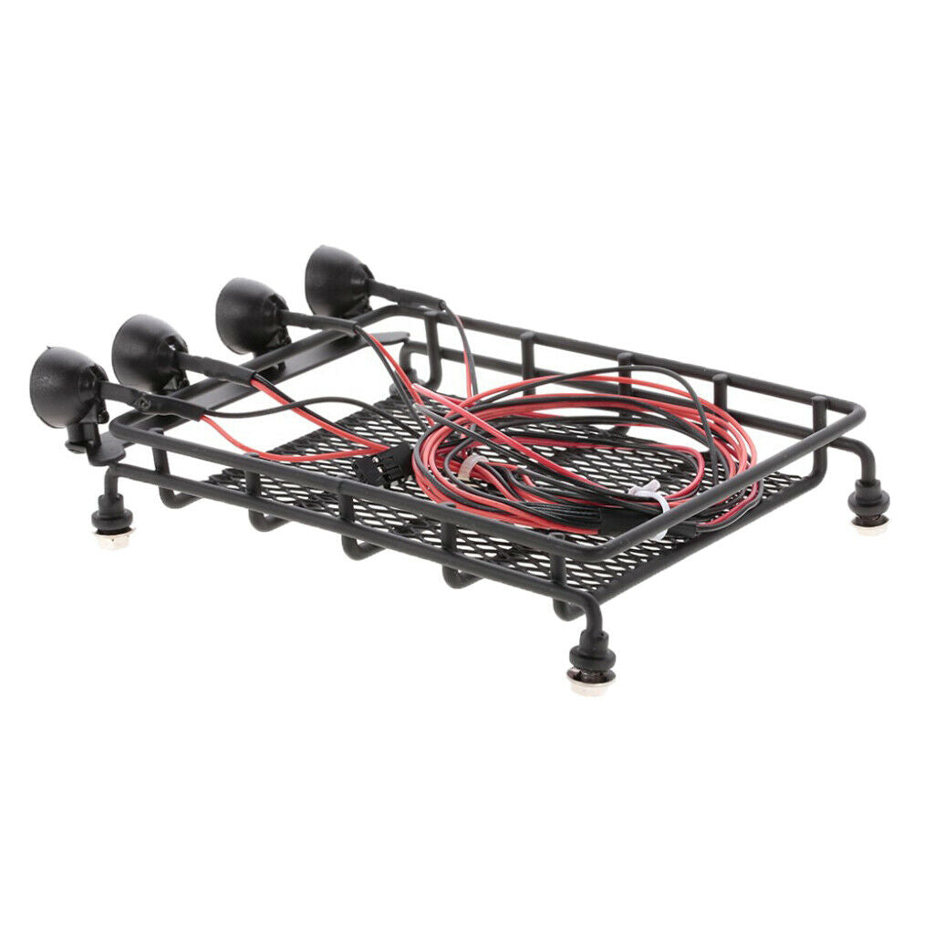155*110*40mm Metal Roof Rack w/ Round LED Light & Lampshade for 1/10 RC Car