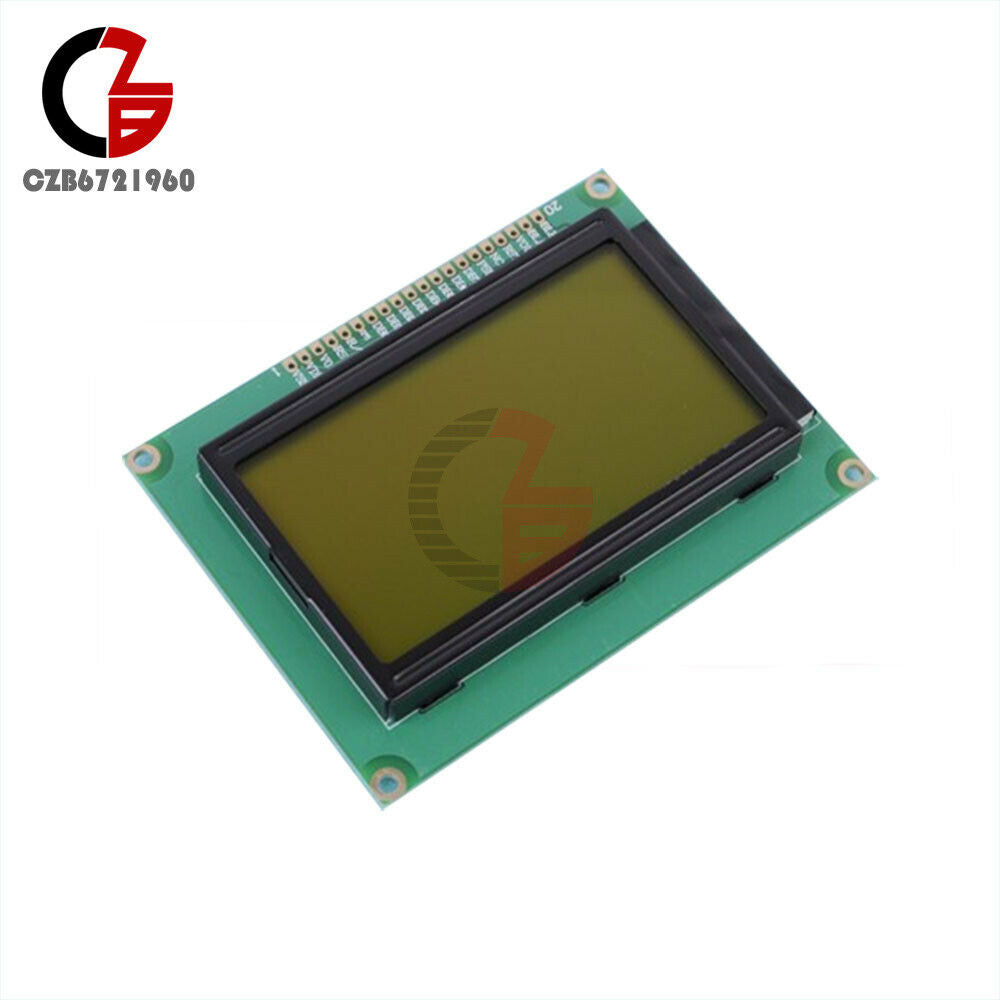 2PCS 12864 LCD Display 128x64 Dots Graphic Matrix Yellow Green Backlight Module