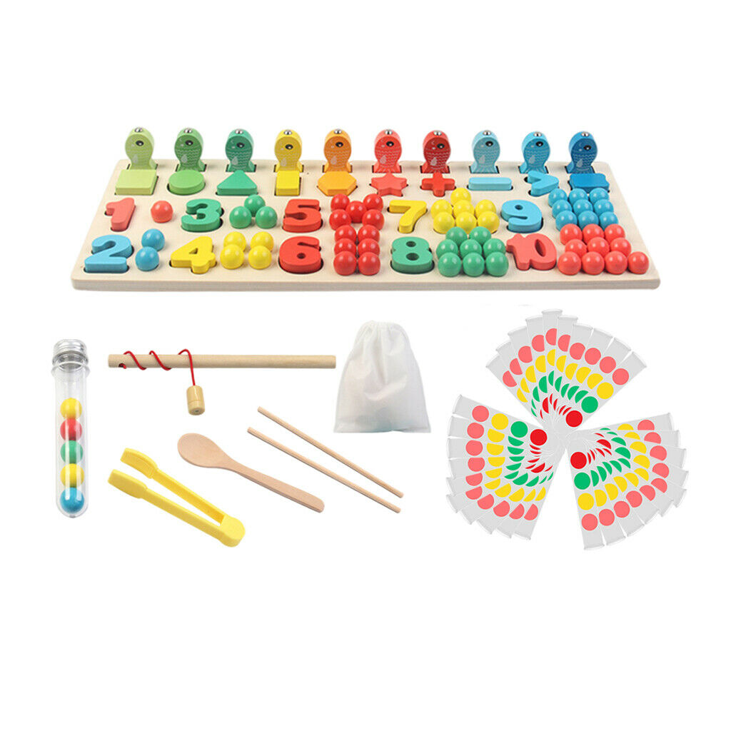 Learning Montessori Wooden Toys Kids Math Fishing Count Numbers Puzzle