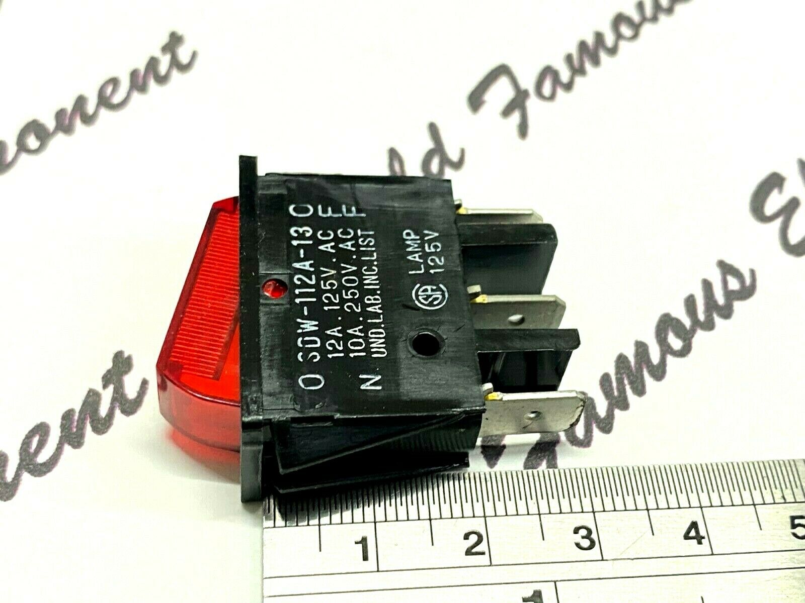 1pcs - SHINDEN SDW-112A-13 12A/125VAC 10A/250VAC ON-OFF Red Light Rocker Switch