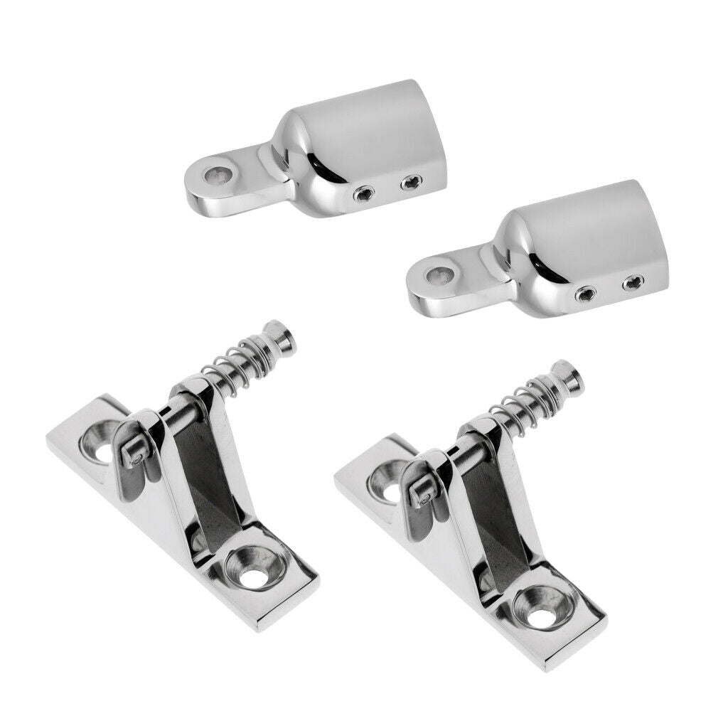 2x Quick Release Deck Hinge & 2x 1" Eye End   for Boat Bimini Top Hardware