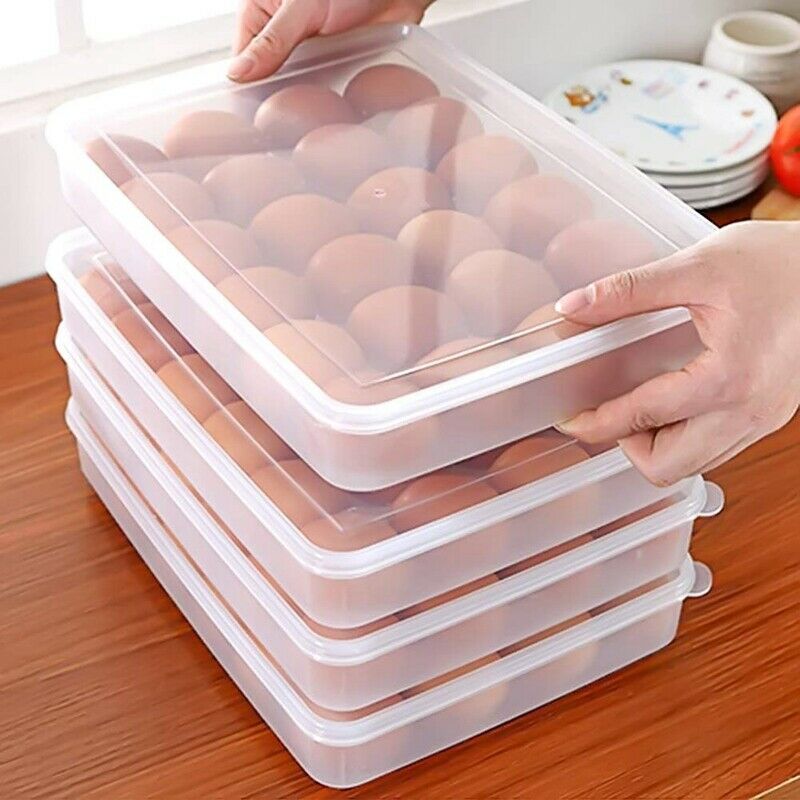 Egg Holder for Refrigerator, Deviled Egg Tray Cer with Lid Fridge Egg Storage E8