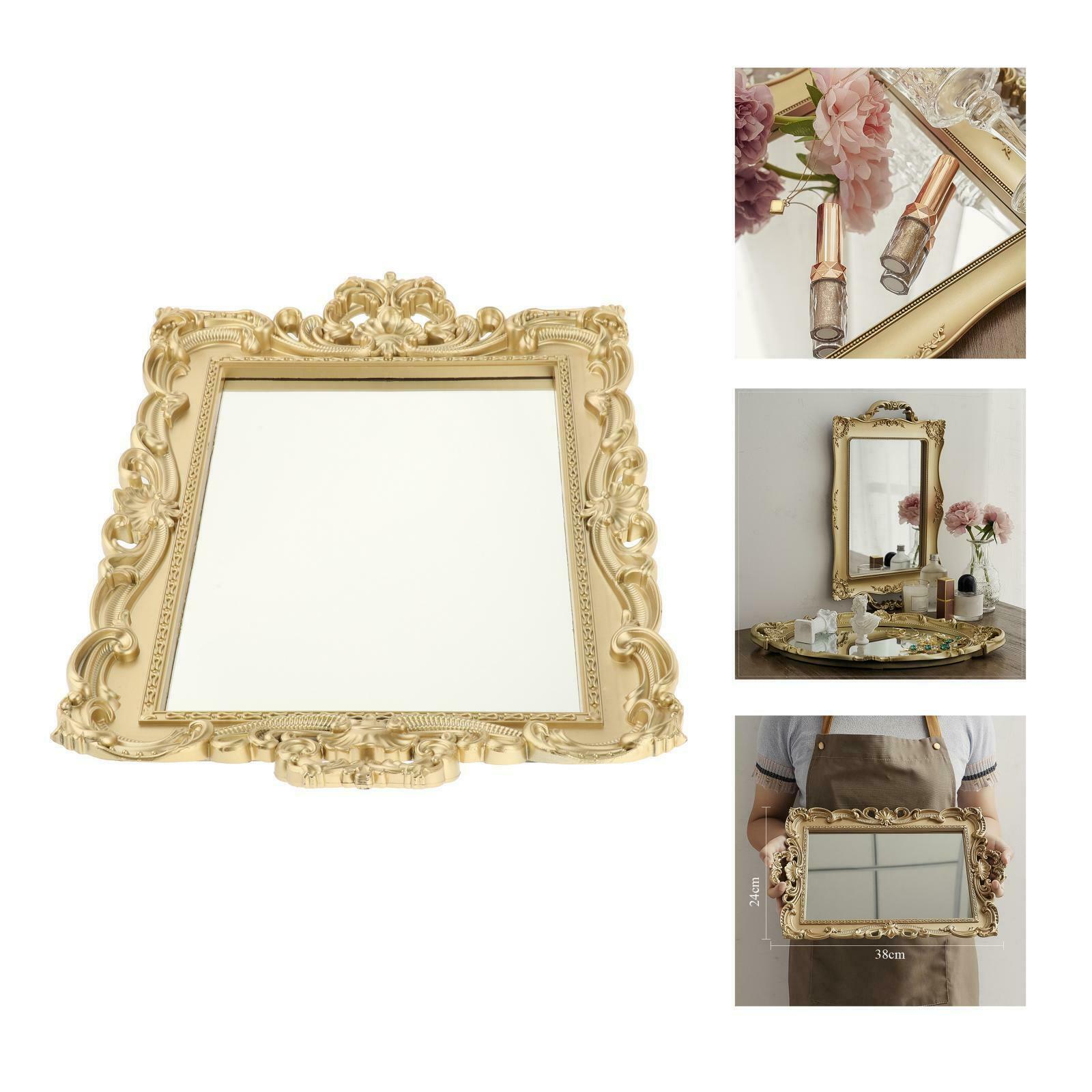 2 in 1 Luxury Mirrored Vanity Tray Makeup Mirror Organizer Desktop Decor