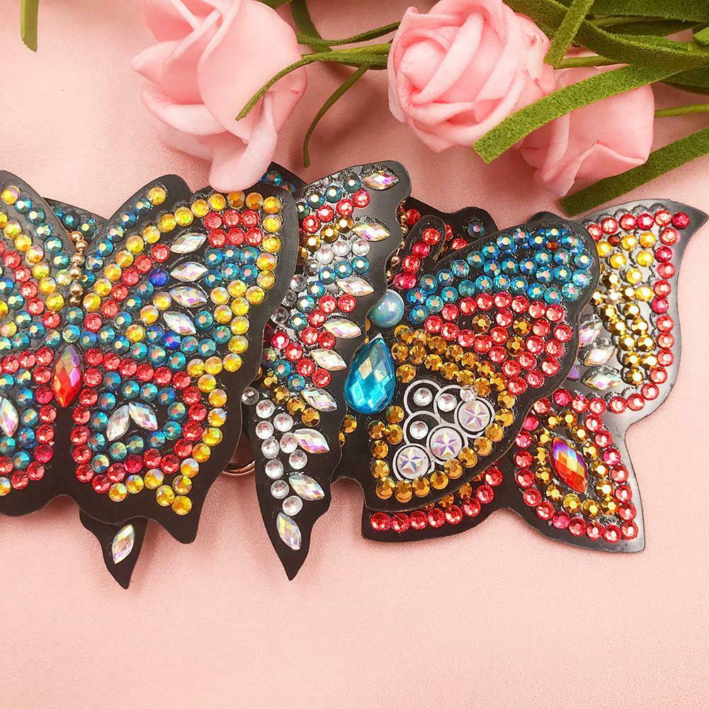 4pcs DIY Butterfly Full Drill Special Shaped Diamond Painting Keychain Gift @