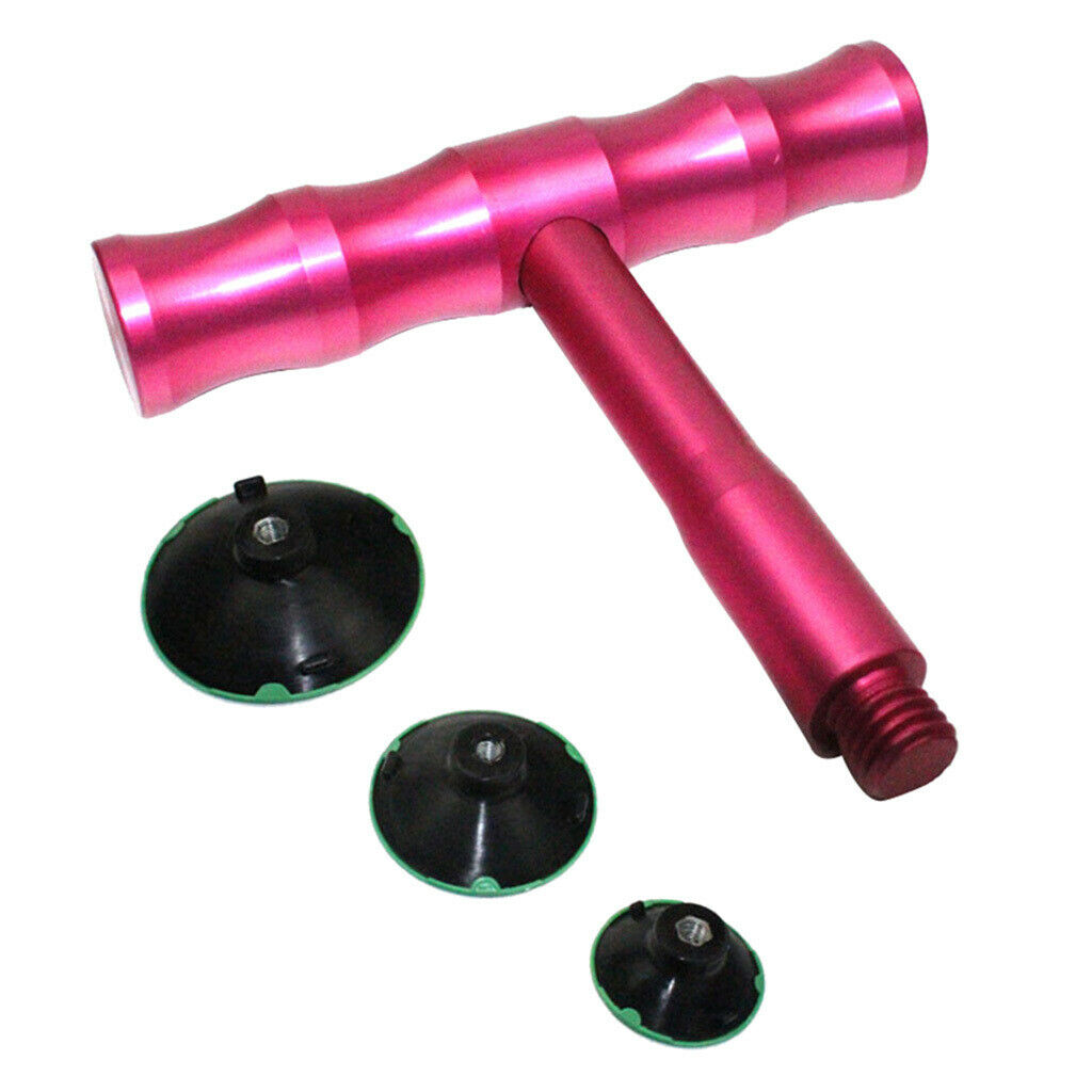 Car Paintless Dent Repair Removal Tool Kit Lifter T-Bar & 3x Suction Tabs