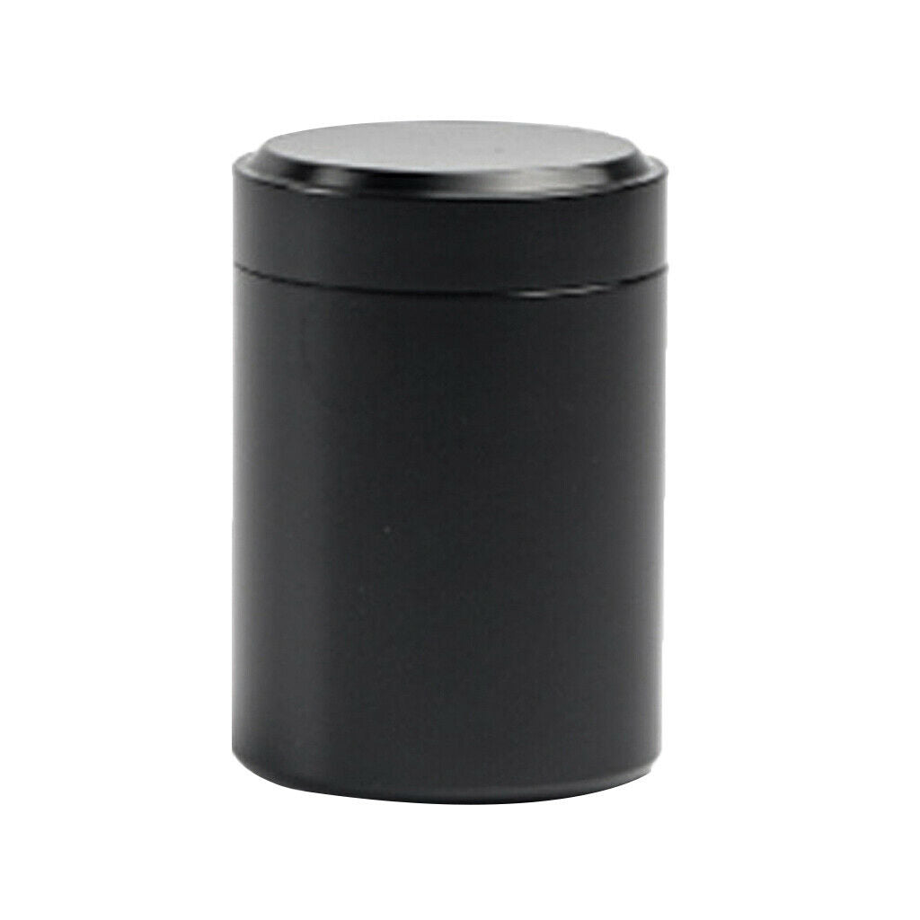 Protable Aluminium Alloy Tea Tin Coffee Canister Jewelry Round Box Black