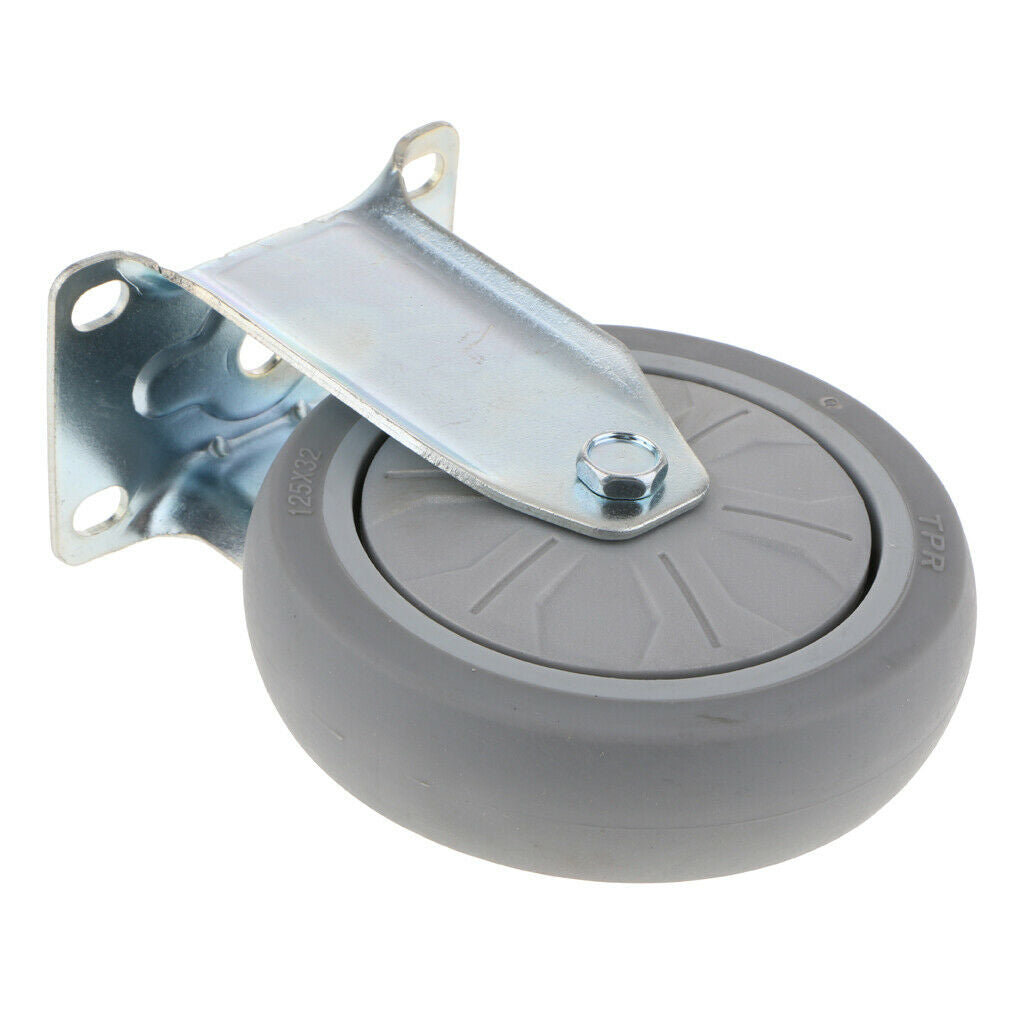 5 Inch / 125mm PTFE Heavy Duty Caster Wheel Top Plate Fixed Caster with 8.5mm