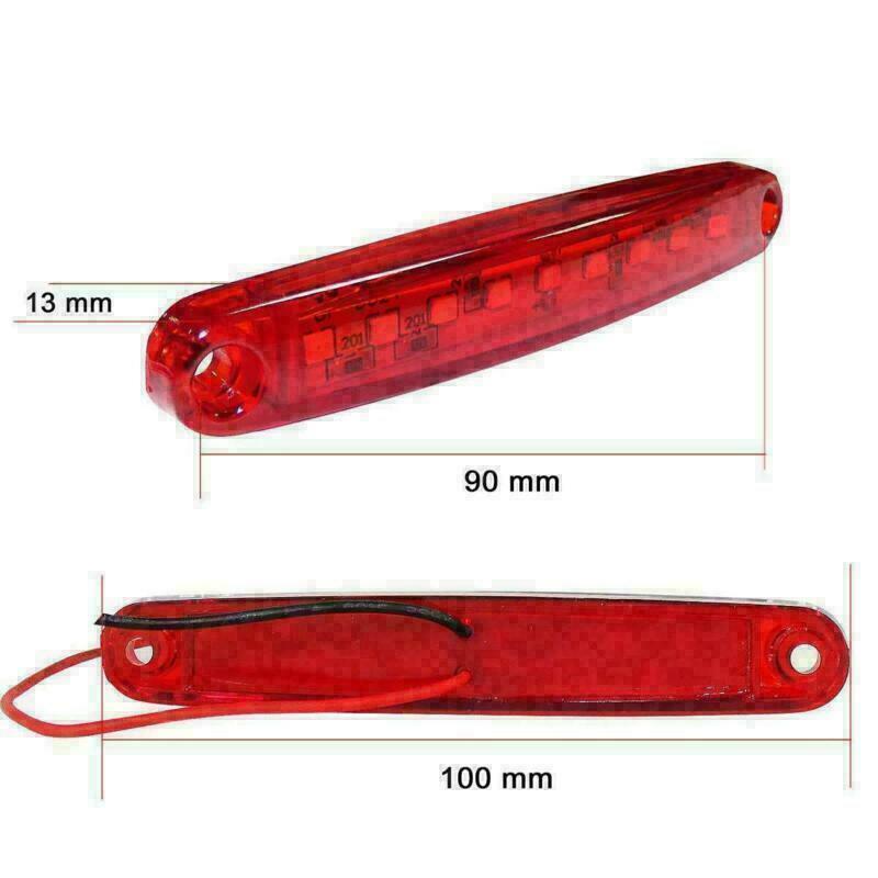 10pcs Red 9 LED Sealed Side Marker Clearance Light Car Truck Trailer Lorry 12V