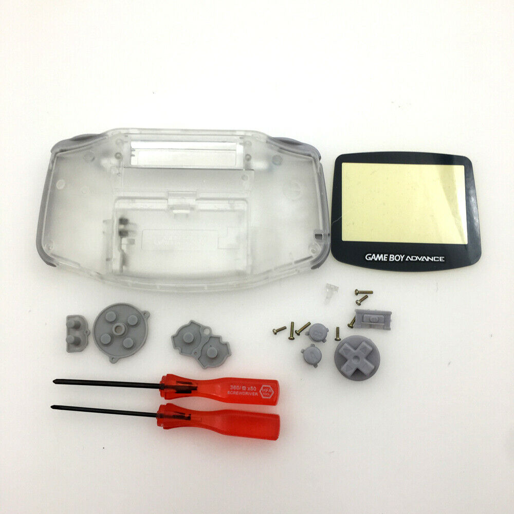 Clear White Housing Shell case Full Mod Repair Parts For Game Boy Advance GBA