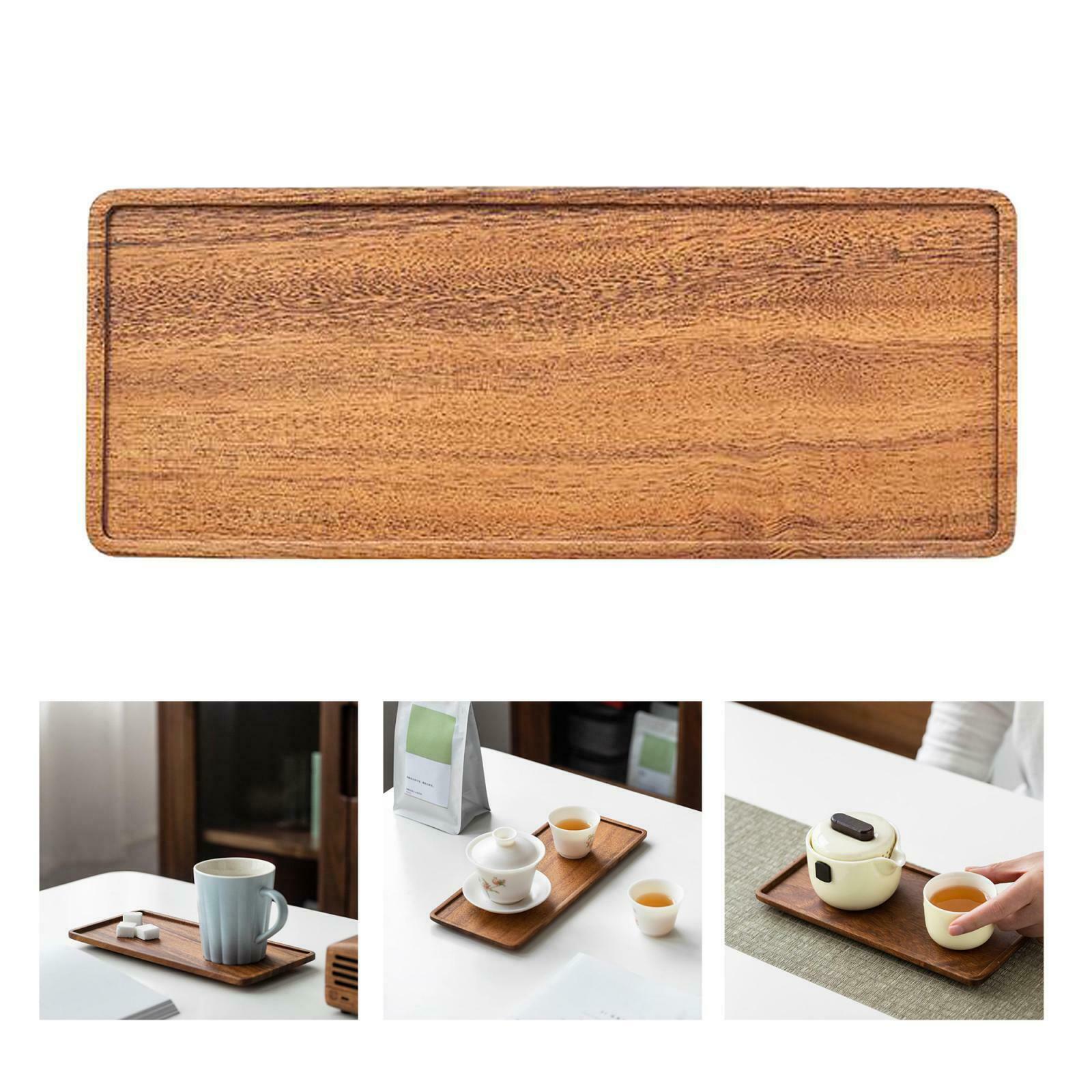 2X Wooden Large Serving Tray Rectangular Coffee Dinner Food Trays 30x12x1.2cm