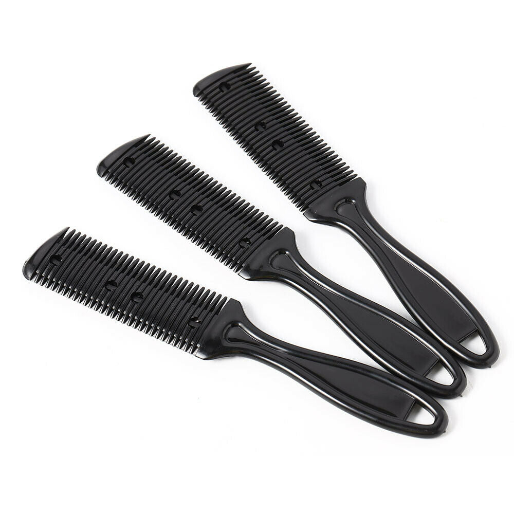 3pcs Barber Hair Cutting Trimmer Razor Blade Comb Hairdressing Thinning Styling