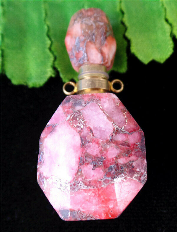 42x22x14mm Red Sea Sediment Jasper Facet Perfume Bottle Reiki Pendant HL78311